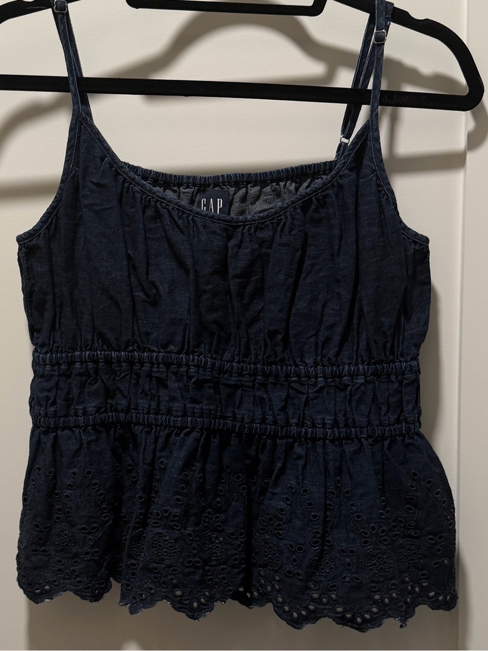 GAP Denim Eyelet Peplum Cami